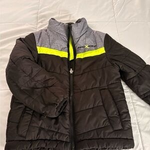 ZeroXposur Kids' Black and Gray Puffer Jacket with Yellow Accent